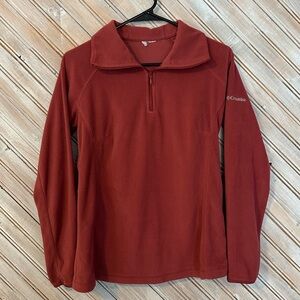 Columbia Women's Fleece Burgundy Salmon Pink Outdoor V-Neck Sweater